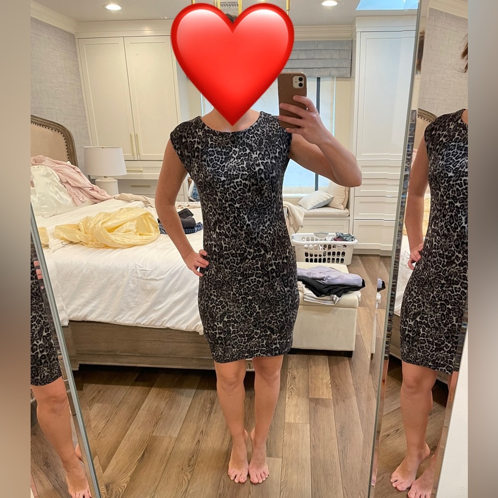 Zara Grey Leopard Dress Size S